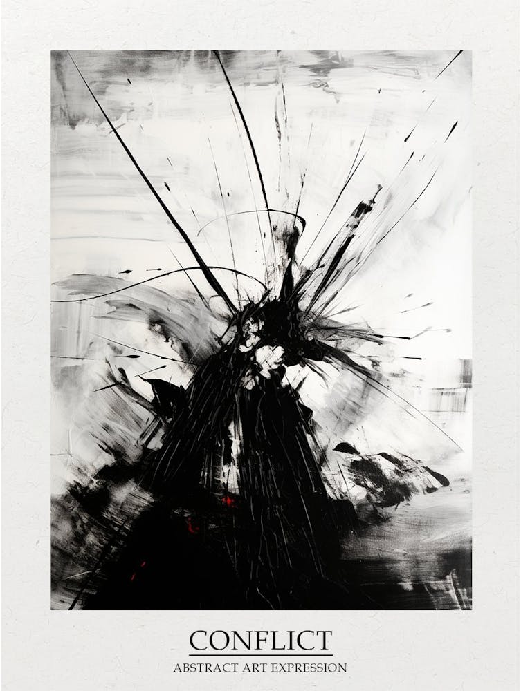 Conflict Abstract Black And White 8 Poster