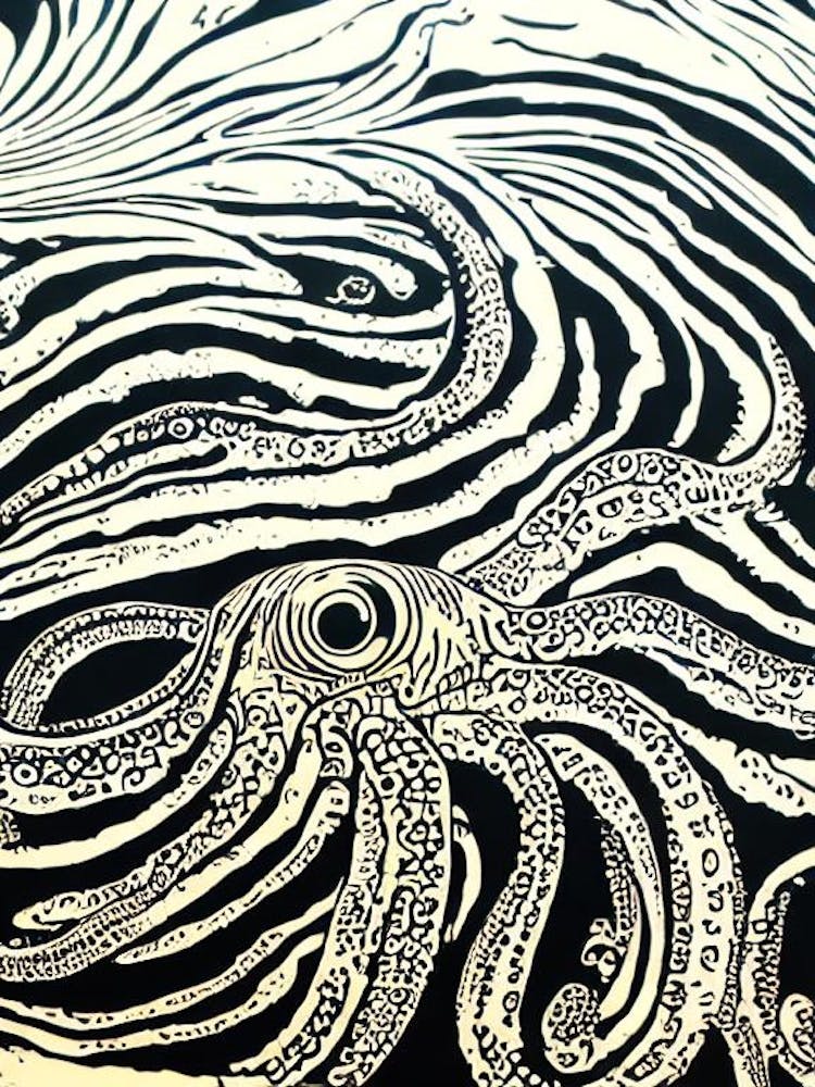 Pacific Octopus Linocut