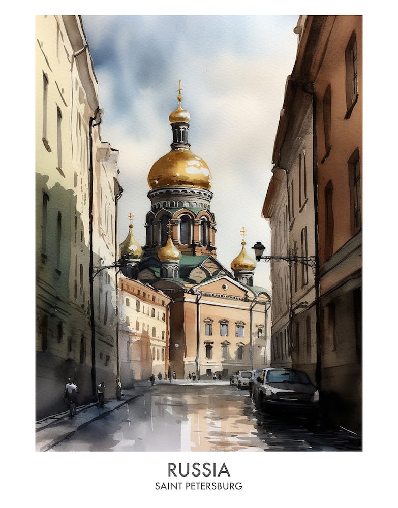 Saint Petersburg, Russia 3 Watercolor Travel Poster