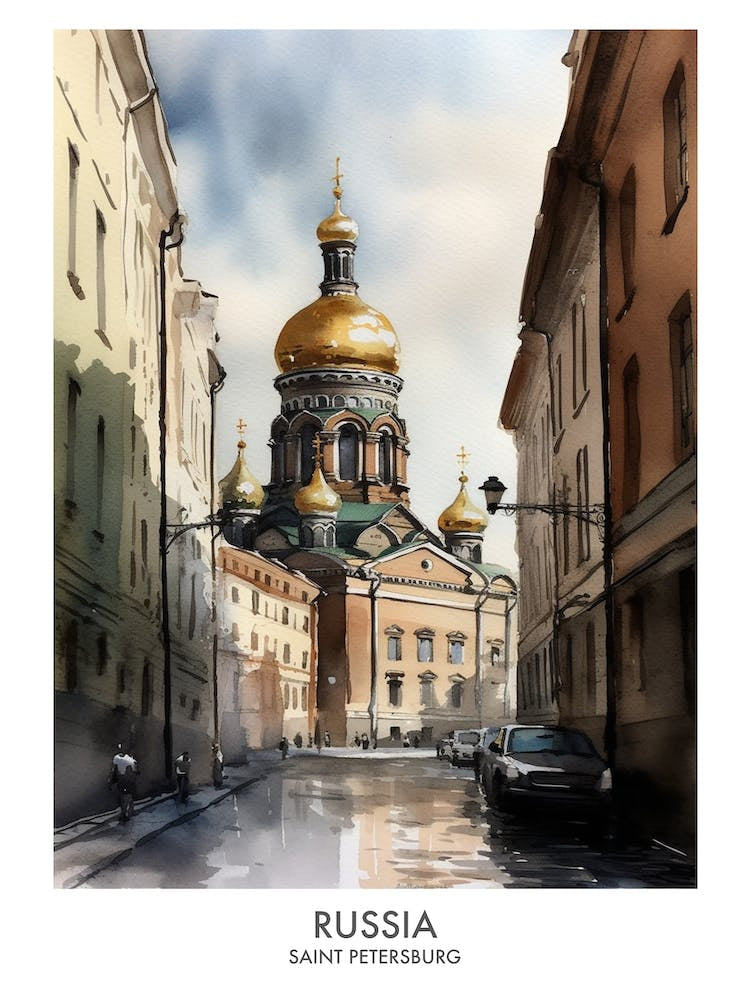 Saint Petersburg, Russia 3 Watercolor Travel Poster