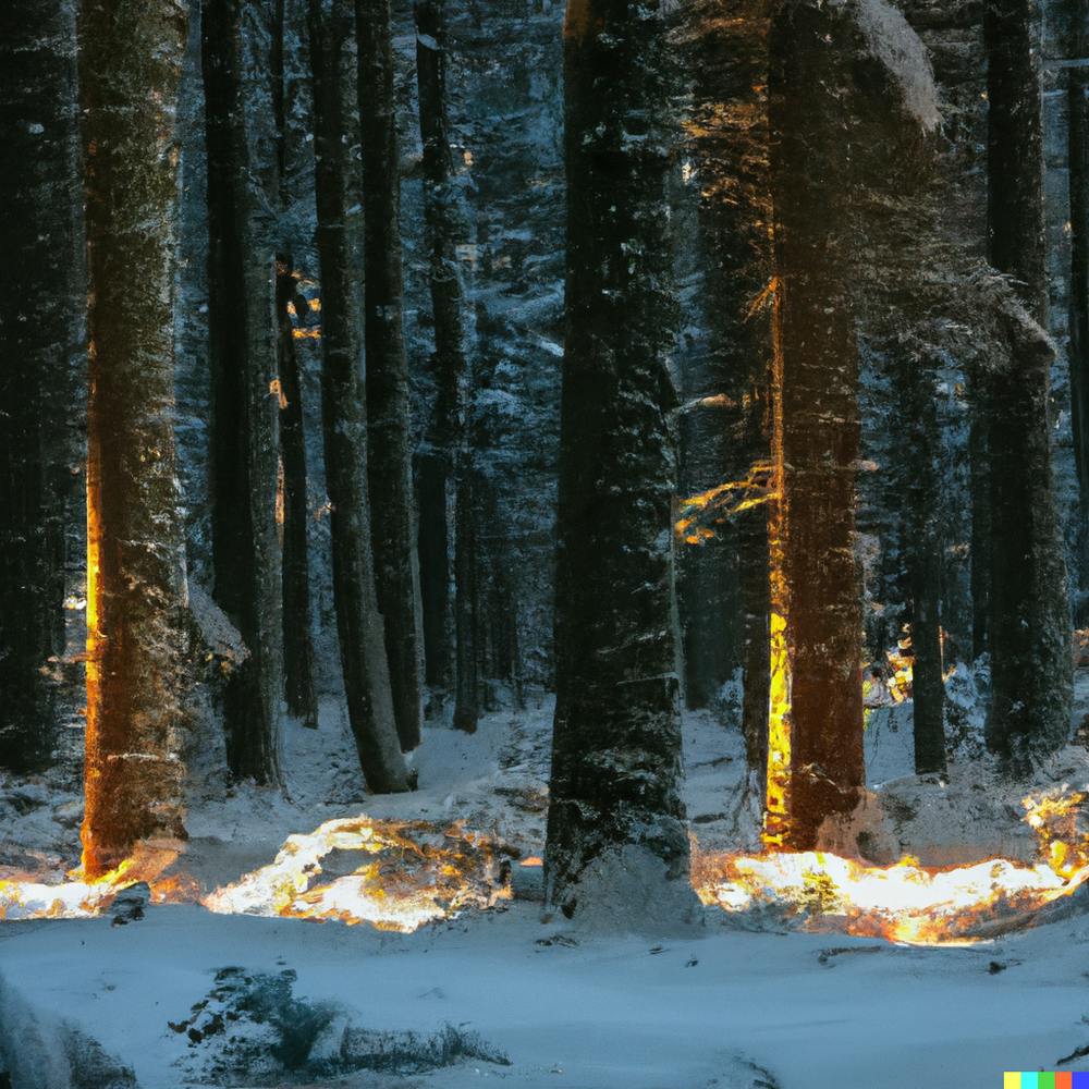 Christmas Lights In The Forest