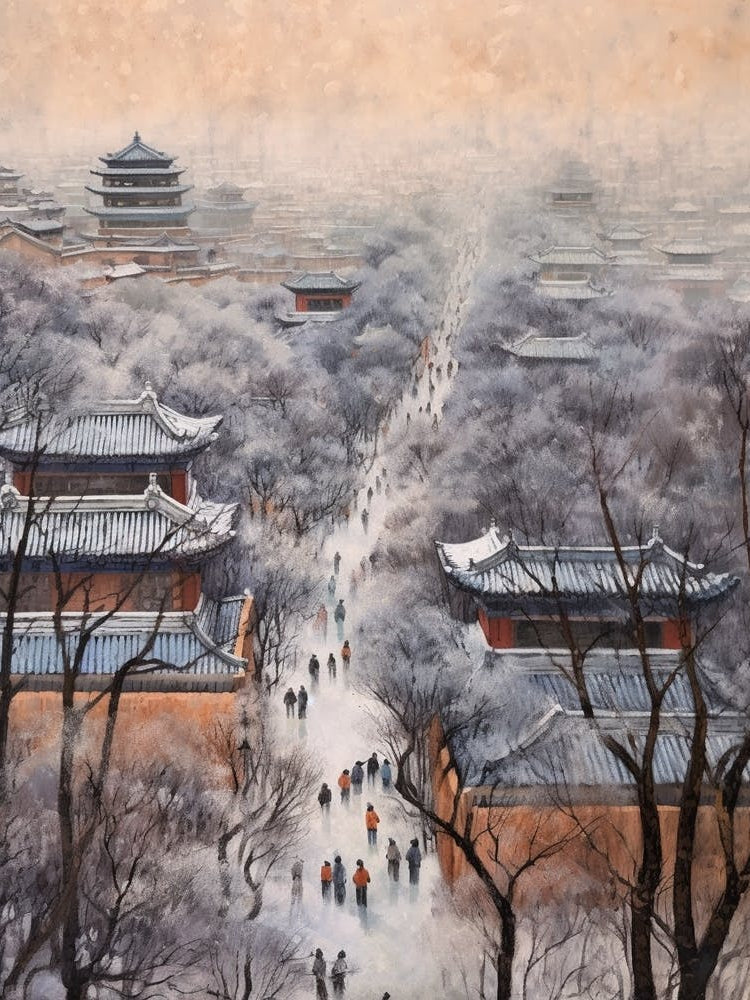 Winter City Park Painting Jingshan Park Beijing China 1