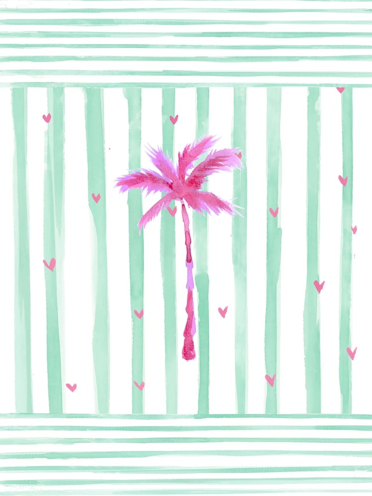 Green Stipe Pink Palm