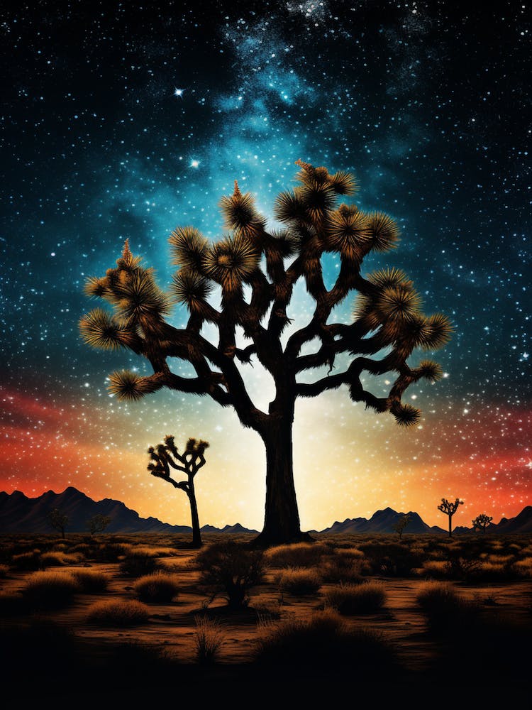 Joshua Tree With Starry Sky In Gold And Black (3)