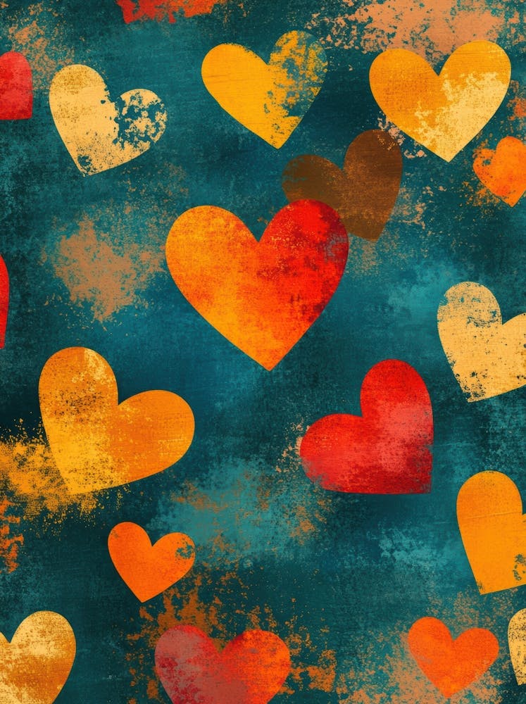 Hearts On A Blue Background