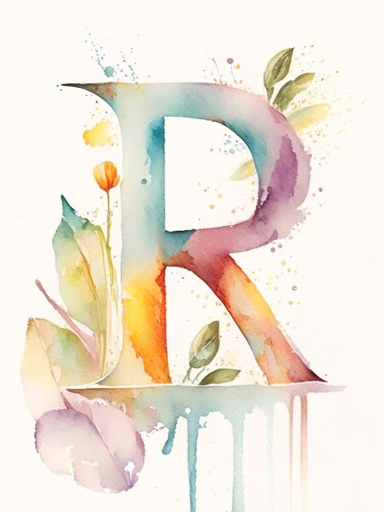 R  Letter, Alphabet Storybook Watercolour 4