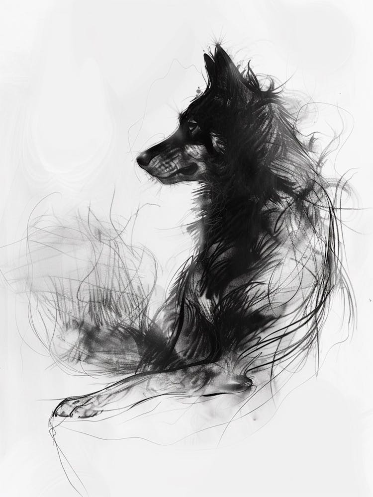 Minature Dog Charcoal Line 4