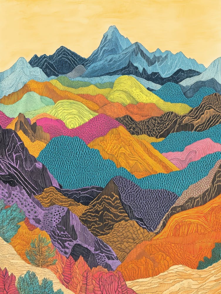 Affiche Illustration Montagne Colorée 26