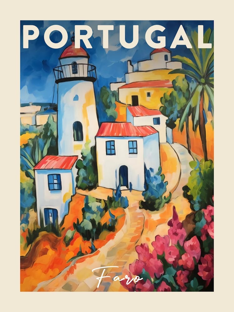 Faro Portugal 2 Fauvist Painting  Travel Poster