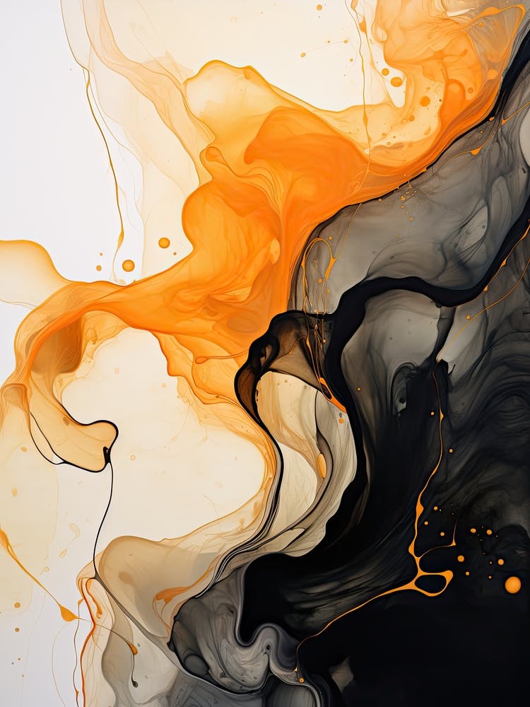 Black And Orange Flow Asbtract Painting 2