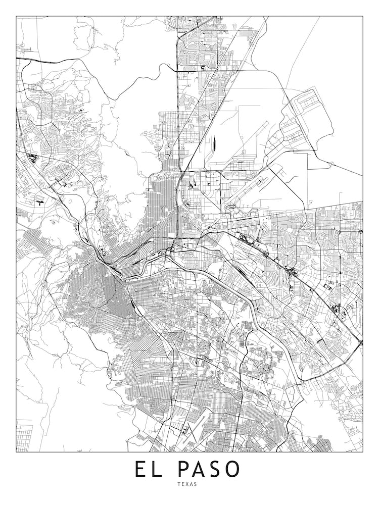 El Paso White Map