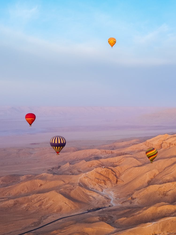 Hot air balloons above Luxor, Egypt