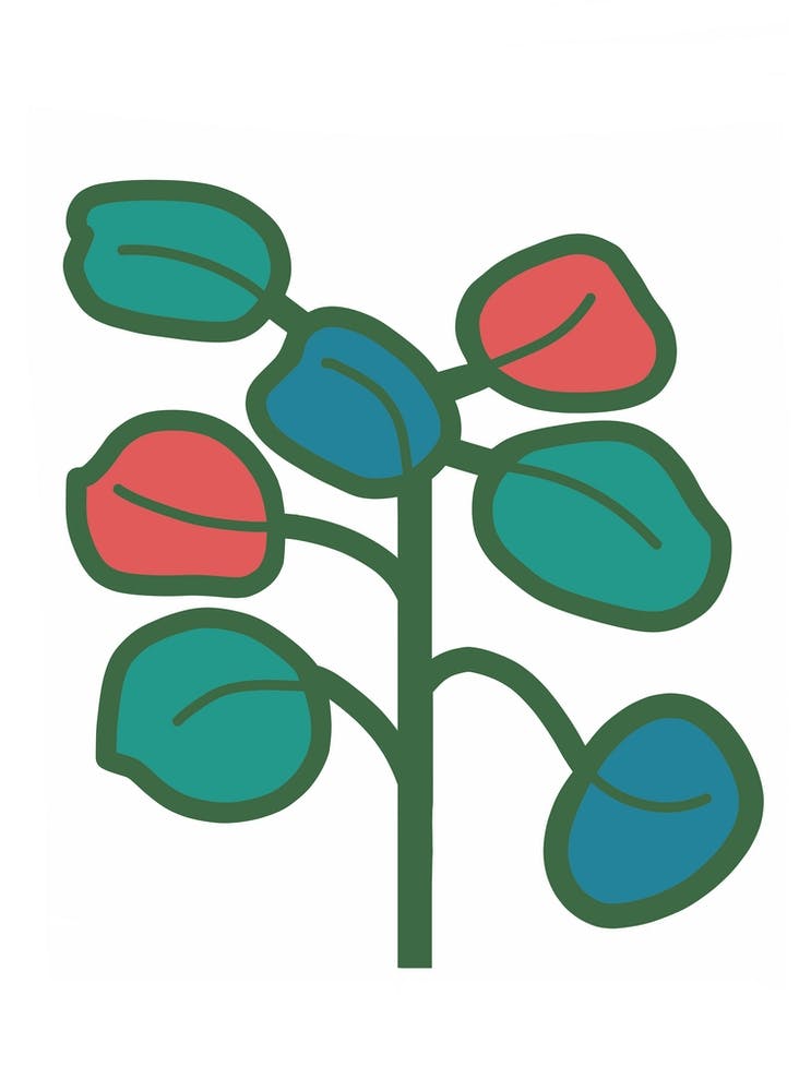 Red, Blue and Green Leaves