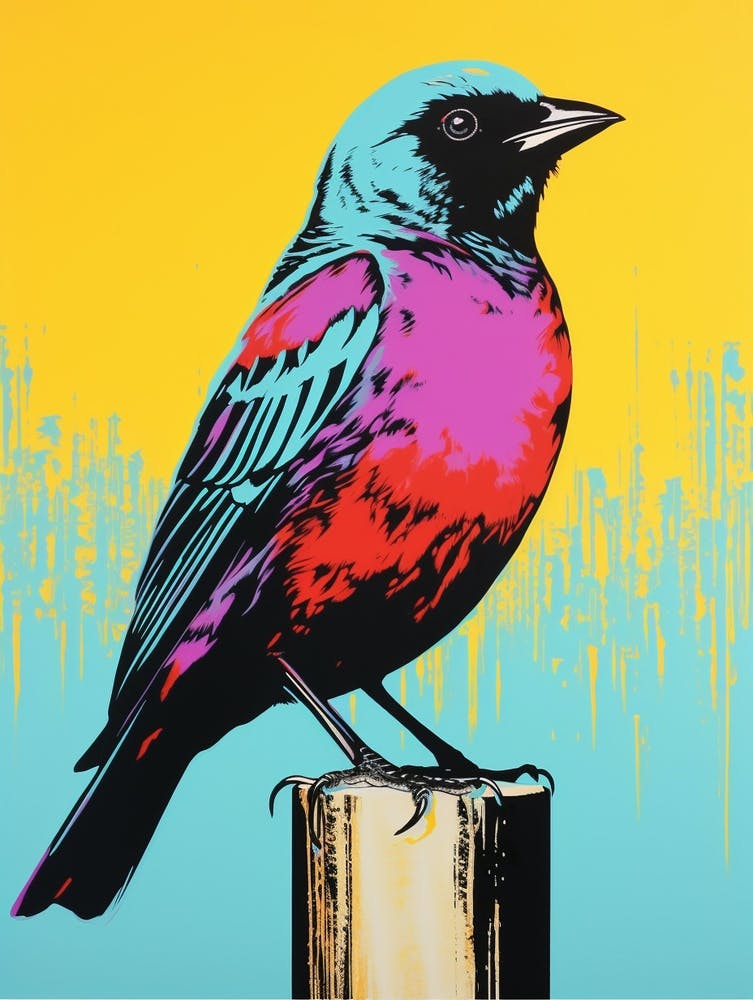 Andy Warhol Style Bird Cowbird 1