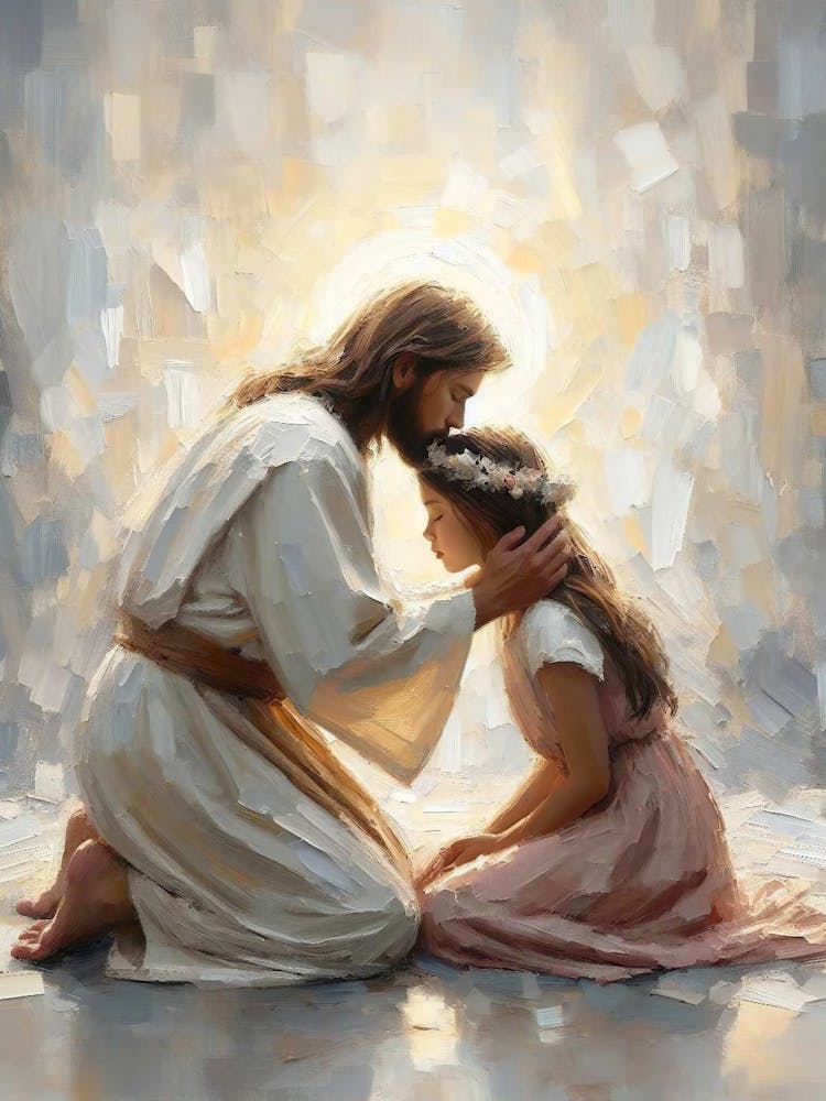 Loving Kiss, Modern Christian Art, Jesus And Girl Art, Jesus Painting, Lds Art, Bible Wall Art, Digital Jesus Printable, Christian Prints