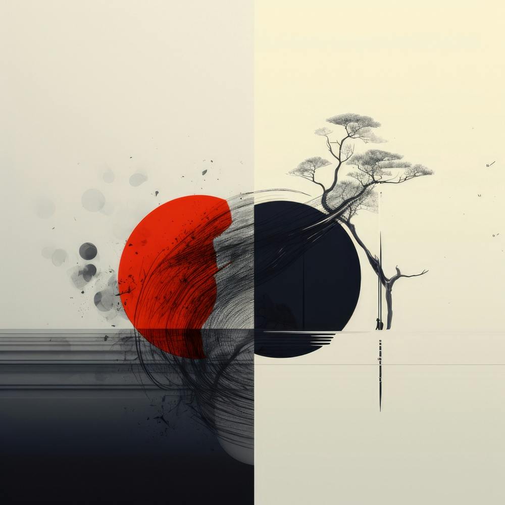 Minimalist Red Black Abstract 1