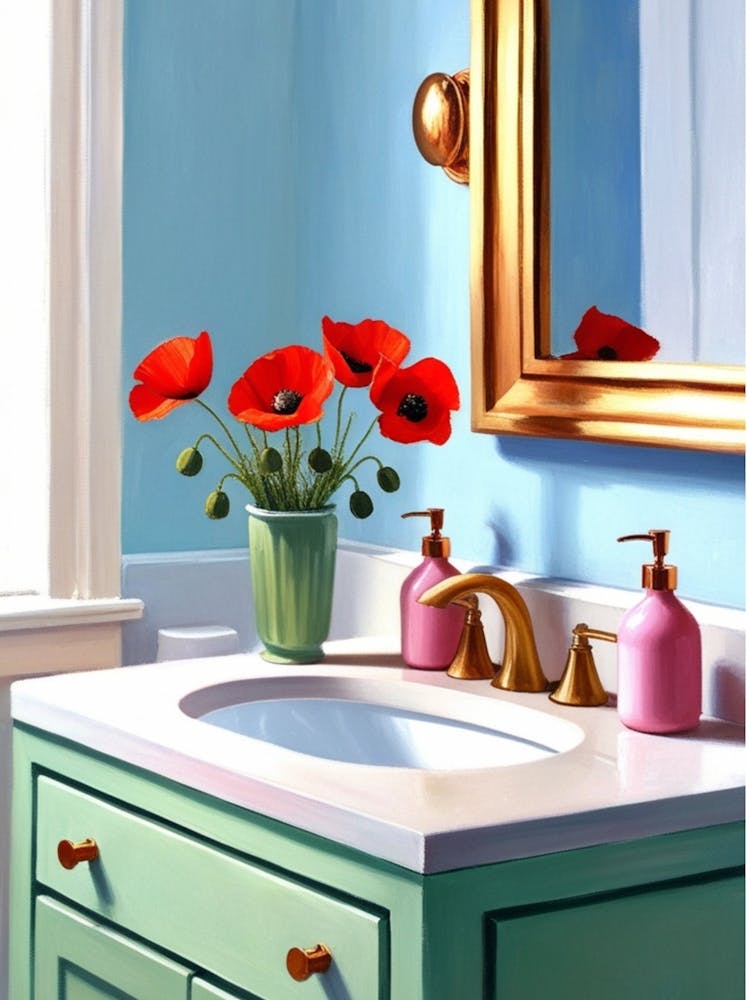 Poppies In Bathroom 1