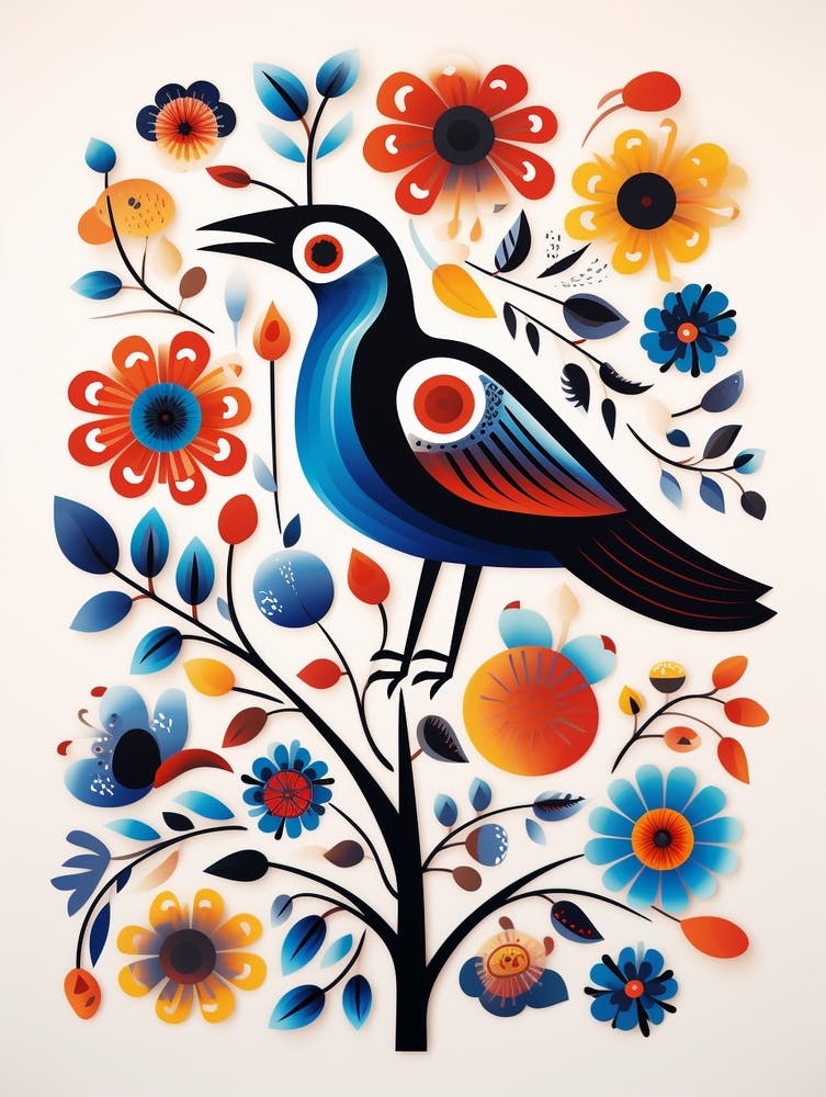 Scandinavian Bird Illustration Magpie 6