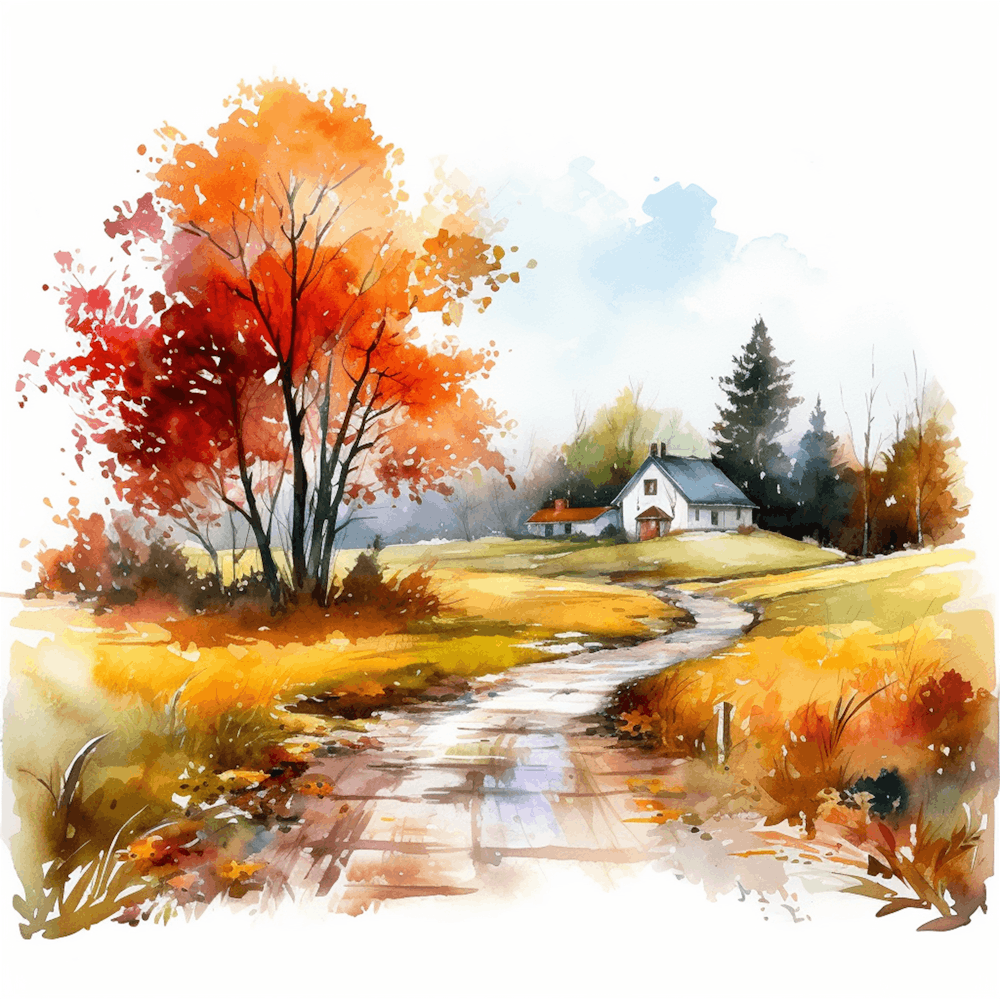 Watercolor Autumn Landscape 43