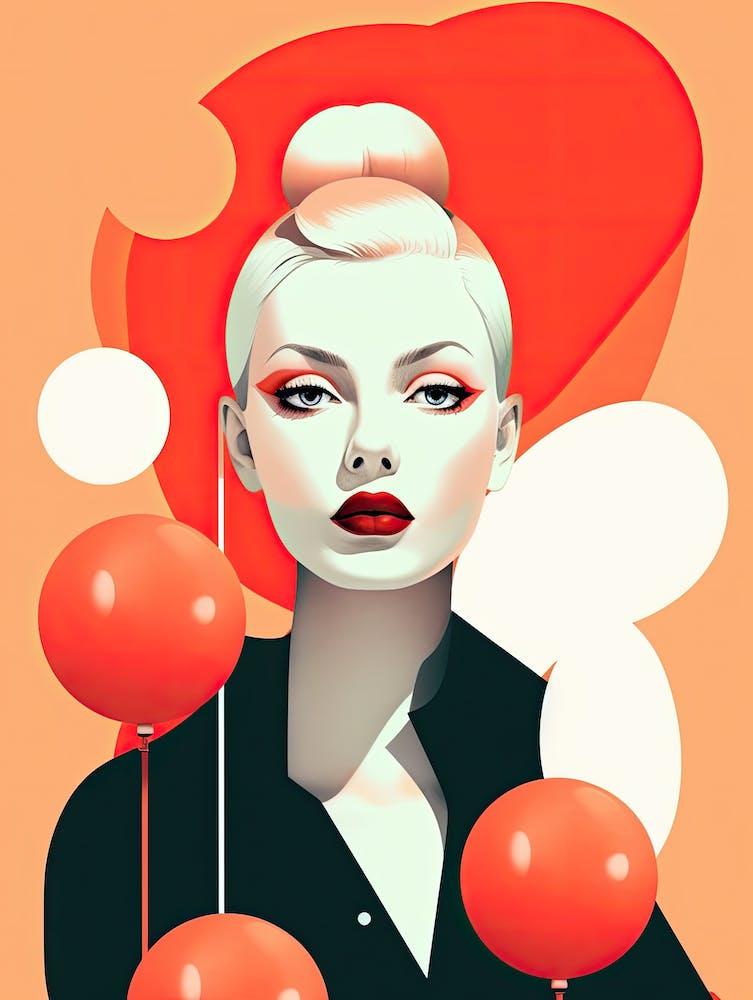 Frau mit Ballons, Deko