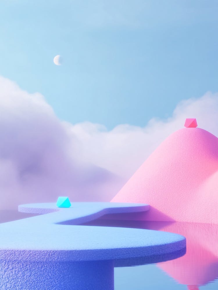Pink Clouds Over A Lake