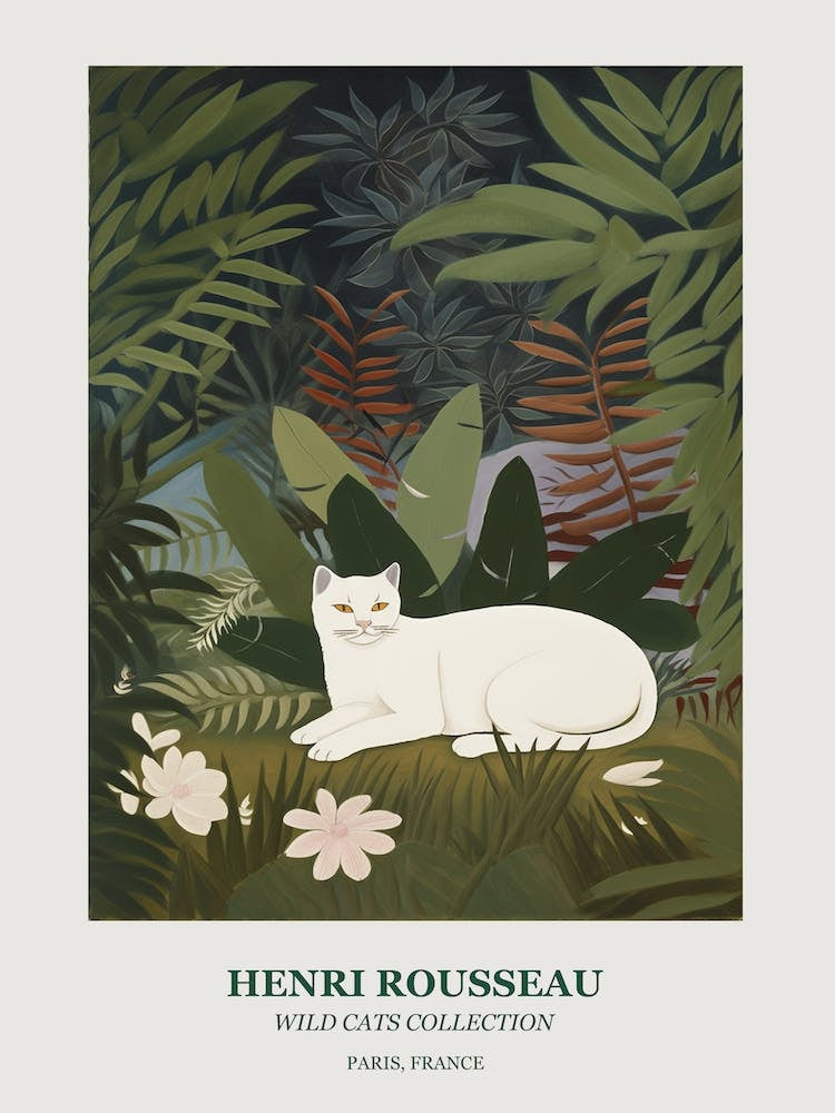 Henri Rousseau  Style Wild Cats Collection White Botanical