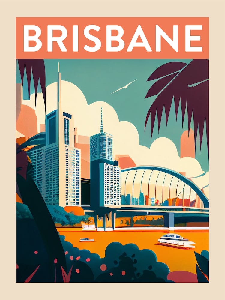 Brisbane Vintage Travel Poster
