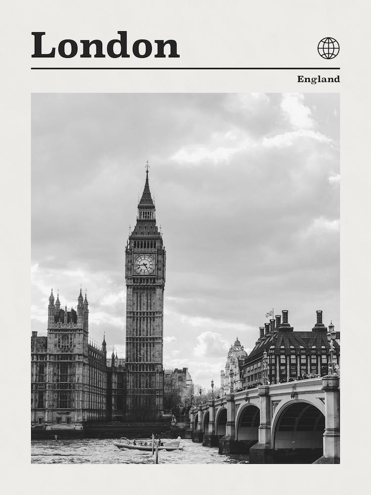London England Black And White