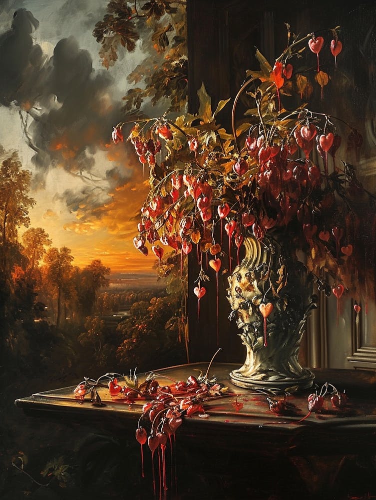 Baroque Floral Still Life Bleeding Hearts Dicentra 7