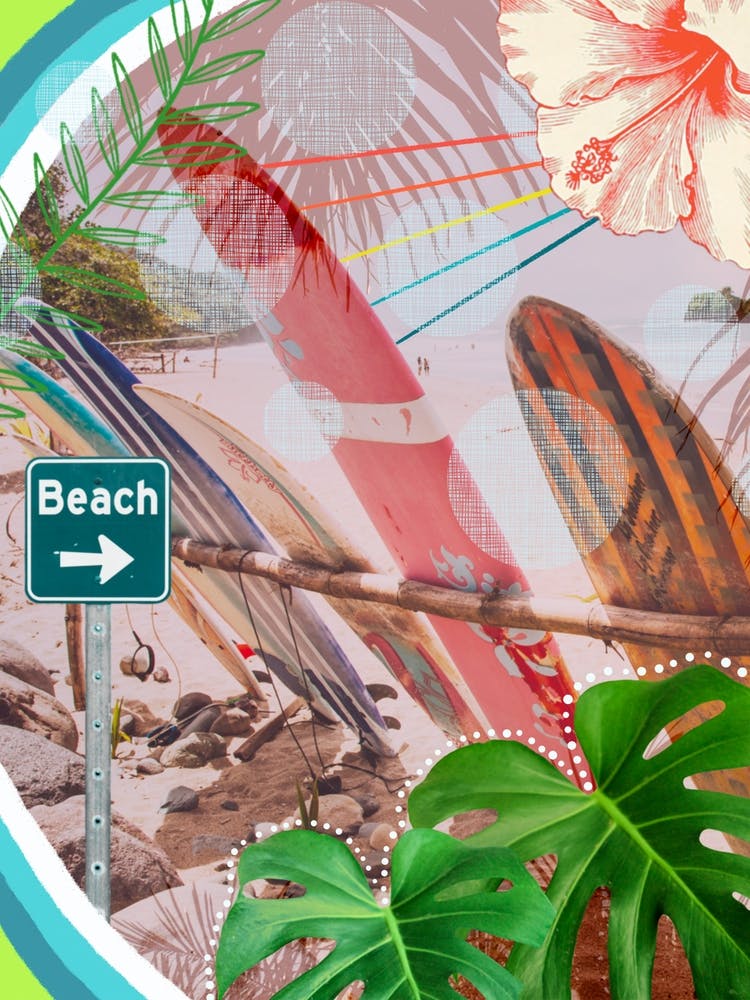 To The Beach Tropical Collage
