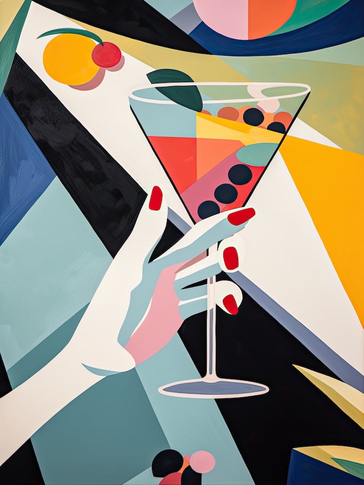 A Hand Holding A Martini Cubistic