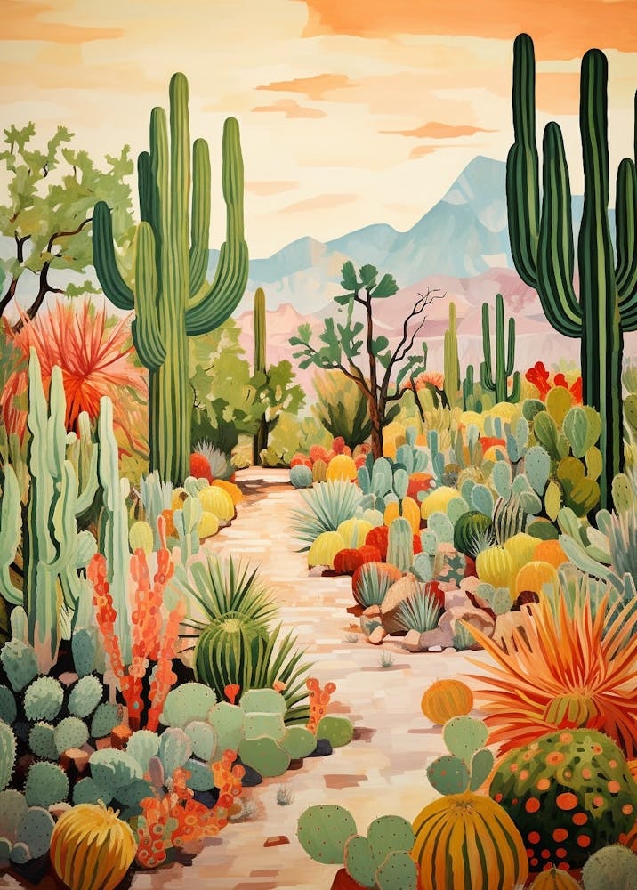 Orange Desert And Cactus 3