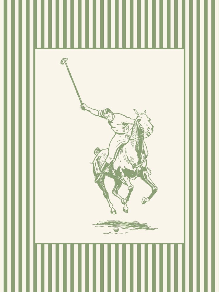 Polo Player Striped Poster
