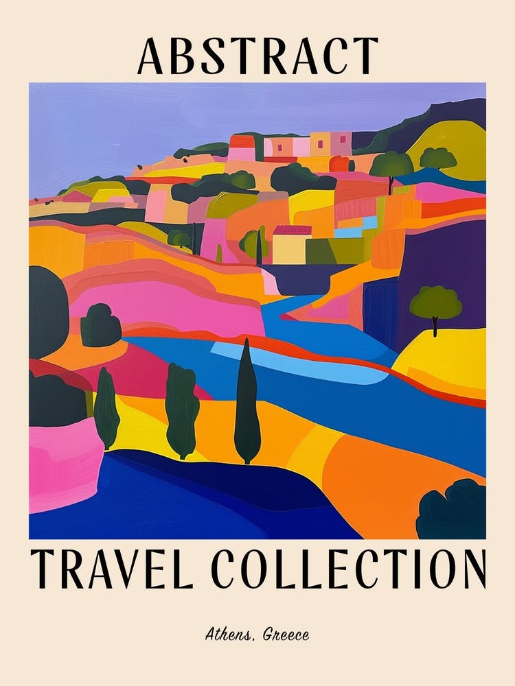 Abstract Travel Collection Poster Athens Greece 2