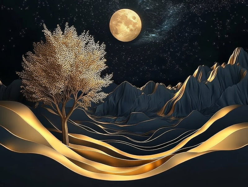 Landscape With Tree And Moon 1