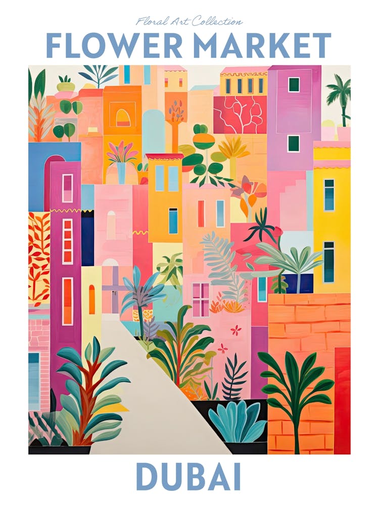 Dubai Flower Market Floral Travel Print Plant Art Modern Style