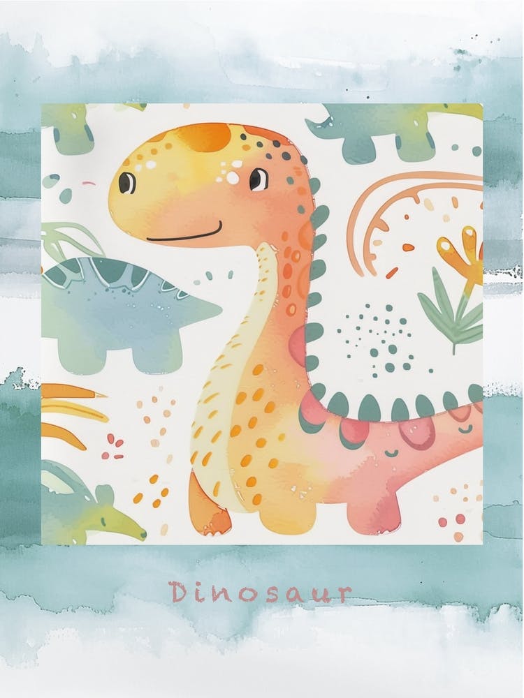 Cute Spiky Pattern Dinosaur 1 Poster