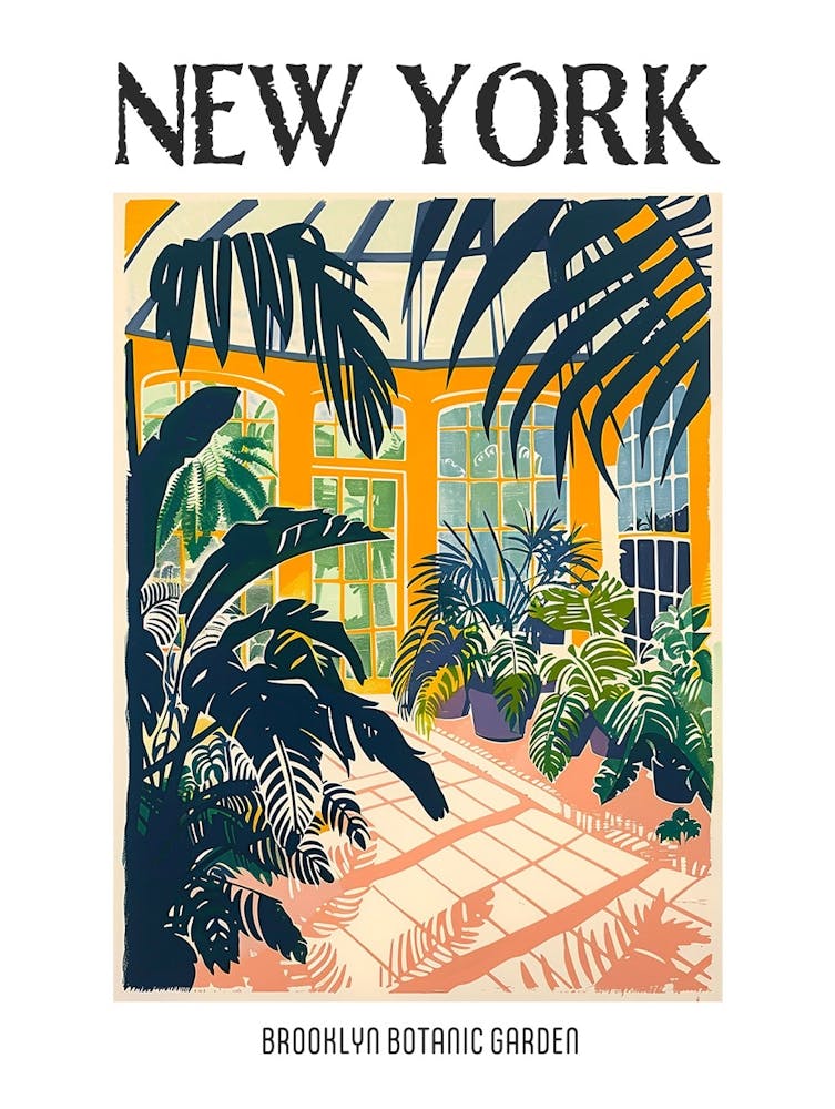 Brooklyn Botanic Garden New York Colourful Silkscreen Illustration 4 Poster