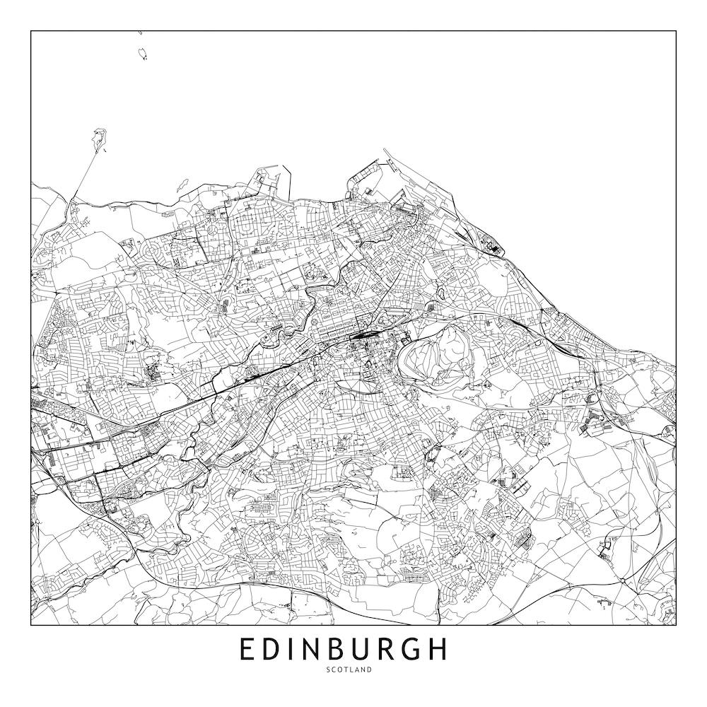 Edinburgh White Map Square