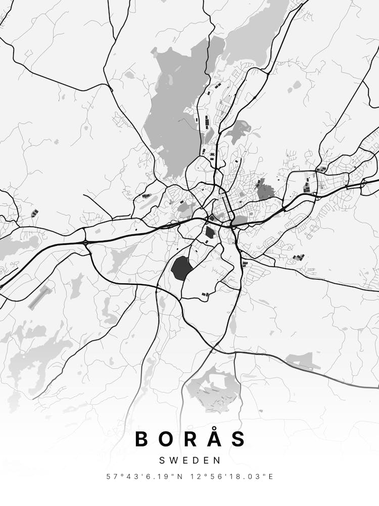 Boras Sweden White Map 1