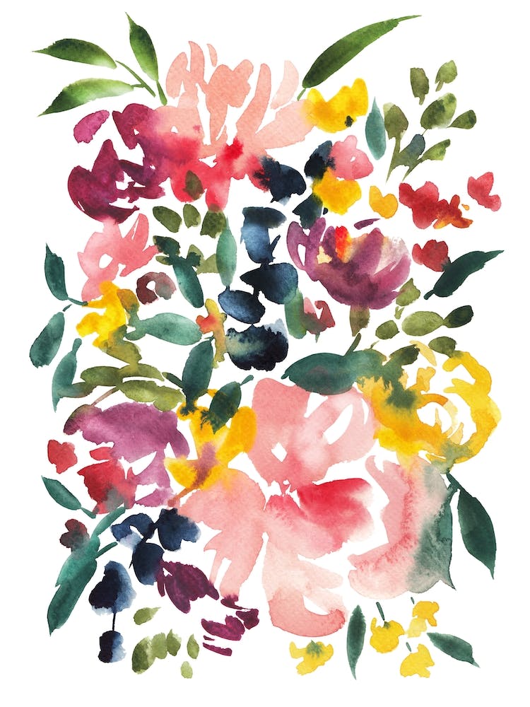 Abstract Flowers And Leaves