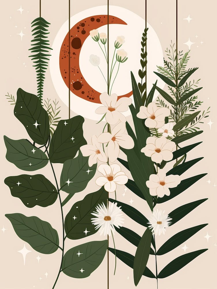 Moon And Flowers