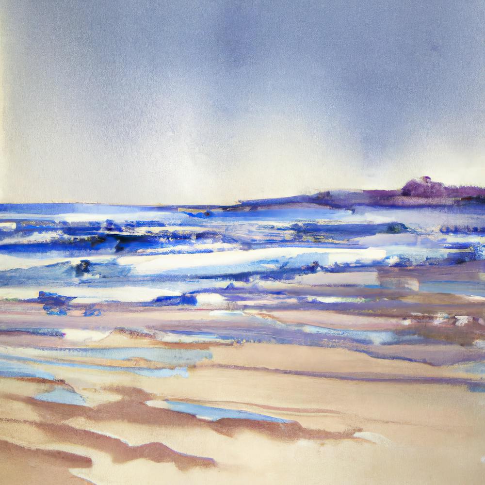 Watercolor Of Sand And Sea