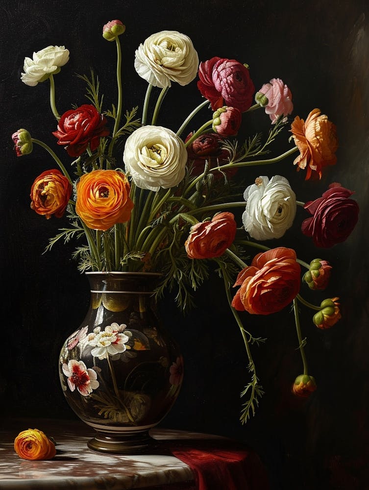 Baroque Floral Still Life Ranunculus 1
