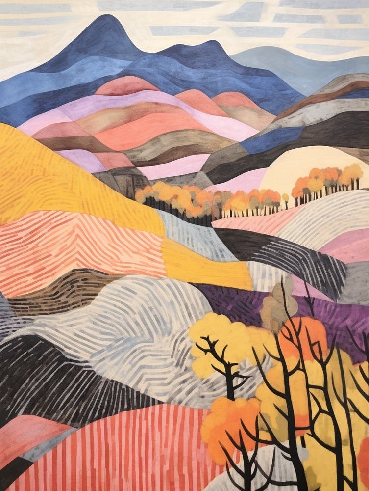 Yr Wyddfa Wales Colourful Mountain Illustration