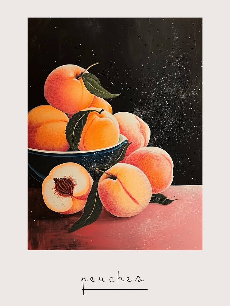 Art Deco Peaches On A Table 2 Poster