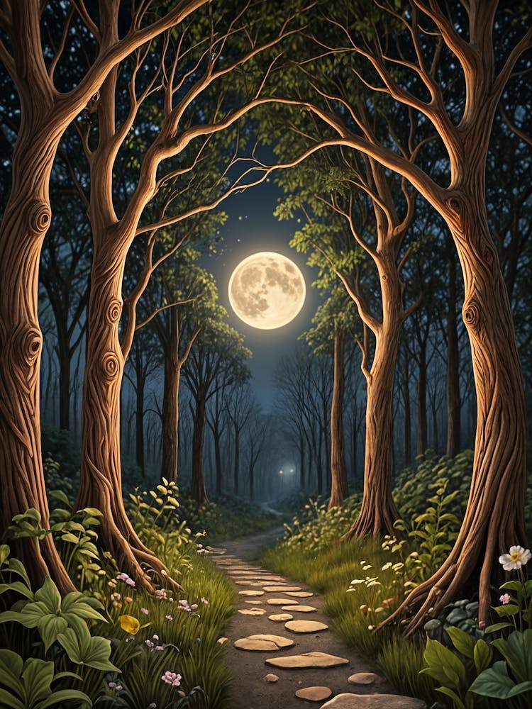 Moonlit Forest Path