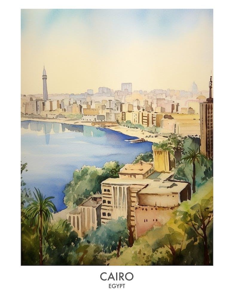 Cairo 1 Watercolour Travel Poster