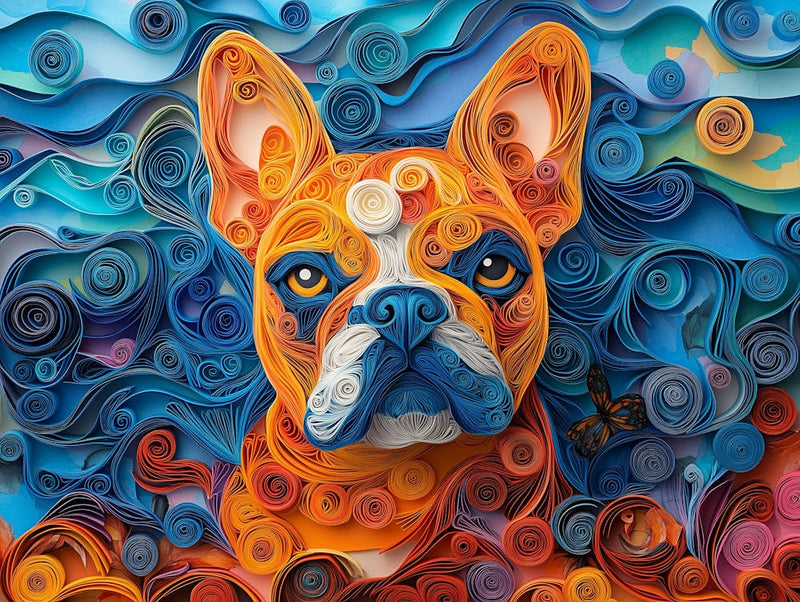 French Bulldog Paper Quilling Dog Portrait IV