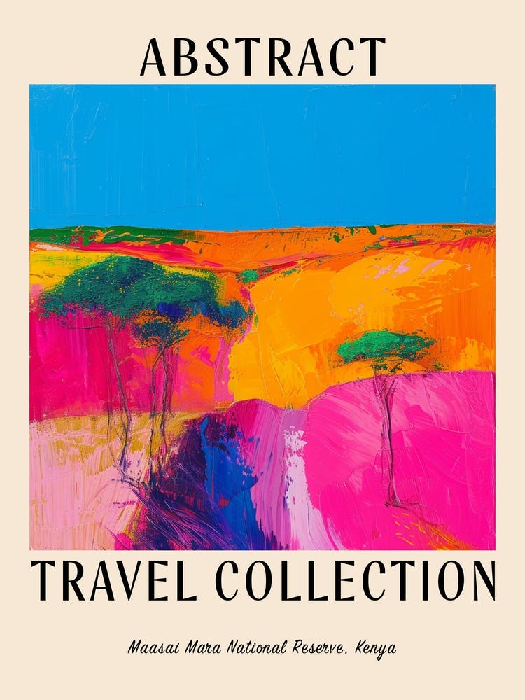 Abstract Travel Collection Poster Maasai Mara National Reserve Kenya 3